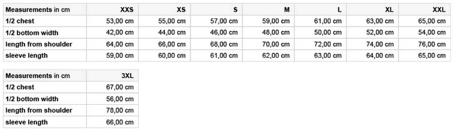 Size chart