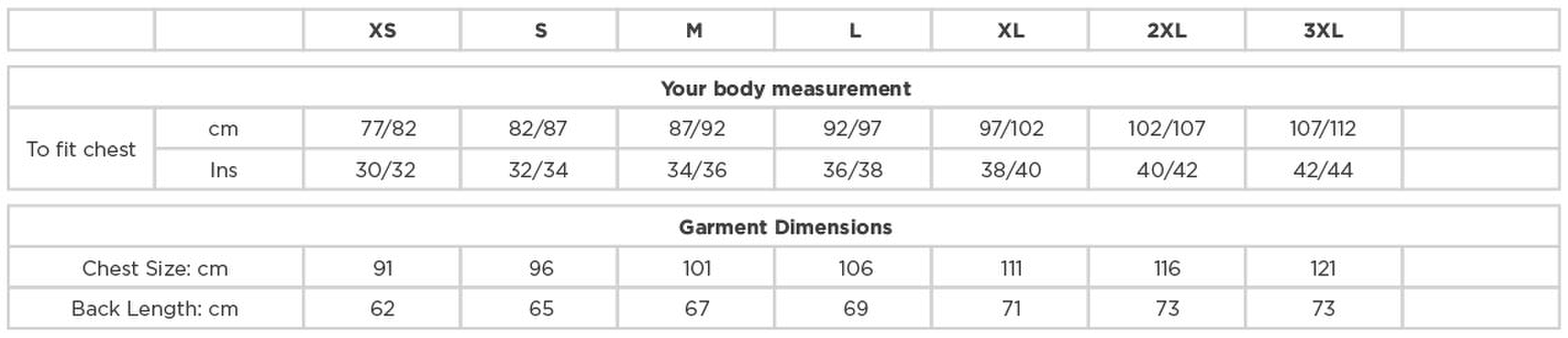 Size chart