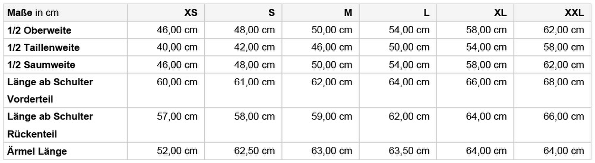 Size chart