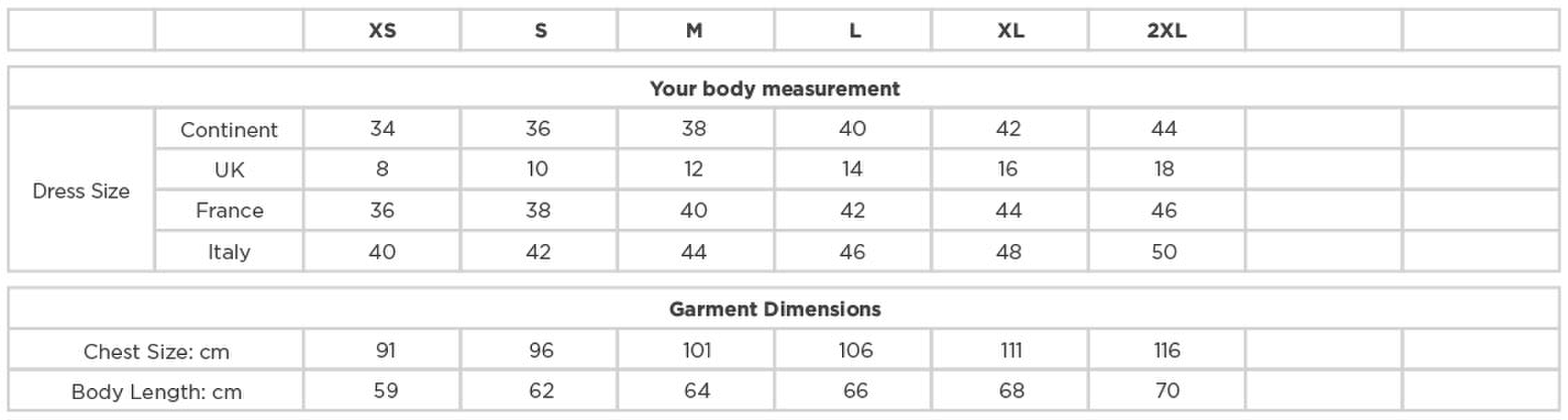 Size chart