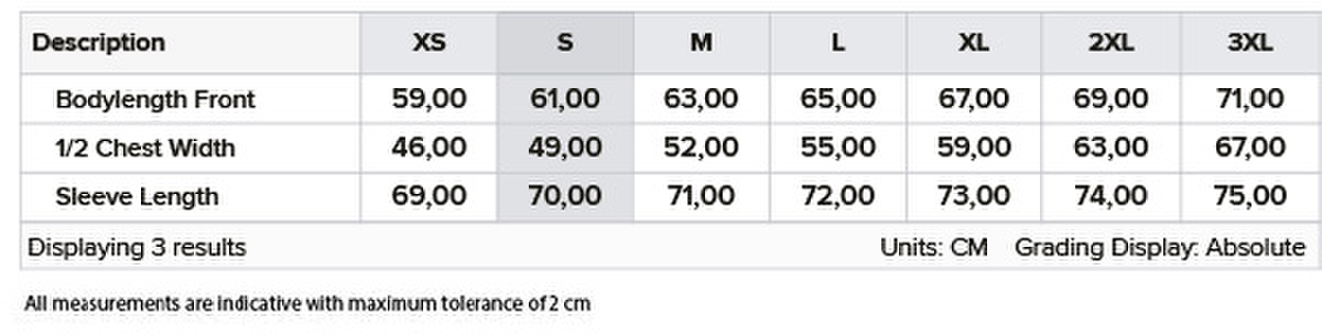 Size chart