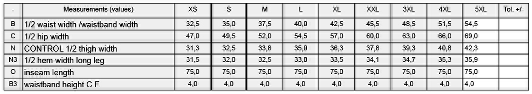 Size chart
