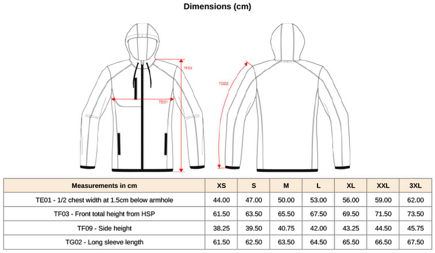 Size chart