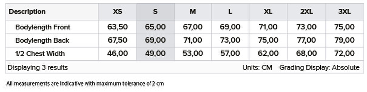 Size chart