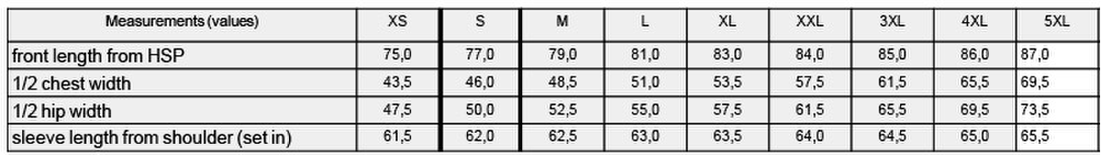 Size chart