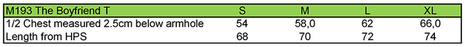 Size chart