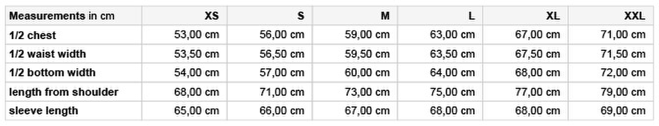 Size chart