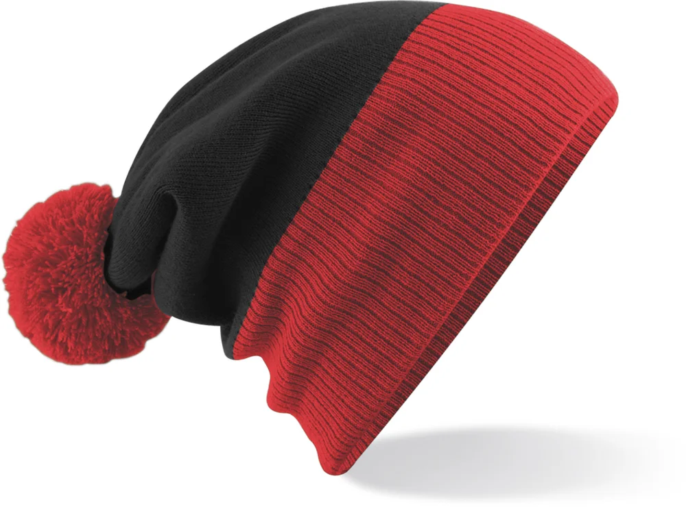 2-farbige Strickmütze mit Pompon