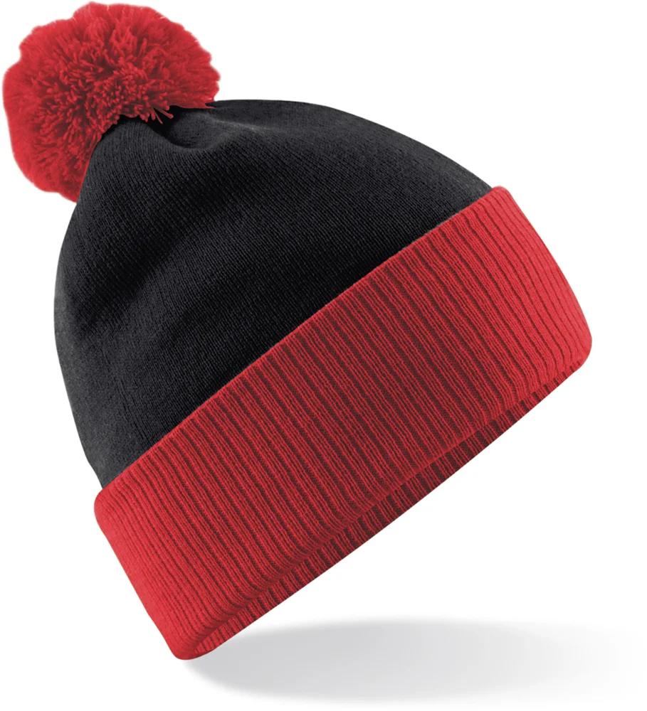 2-farbige Strickmütze mit Pompon