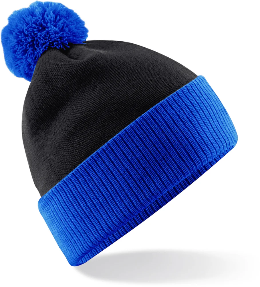 2-farbige Strickmütze mit Pompon