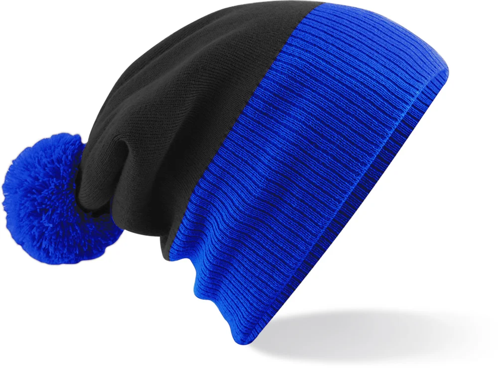 2-farbige Strickmütze mit Pompon