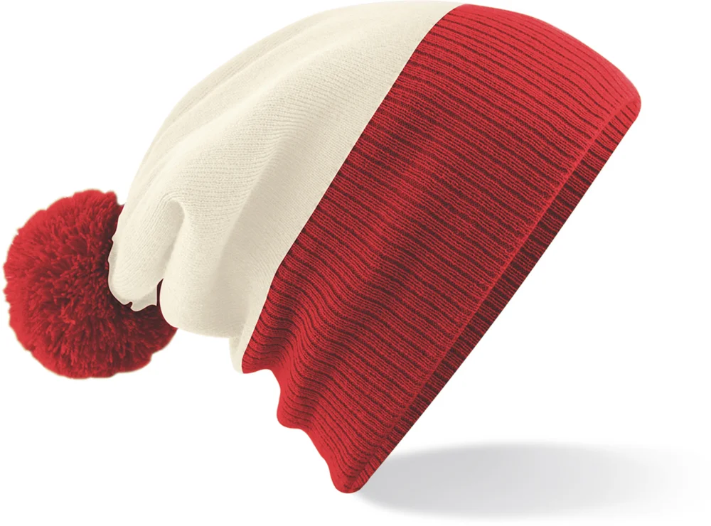 2-farbige Strickmütze mit Pompon