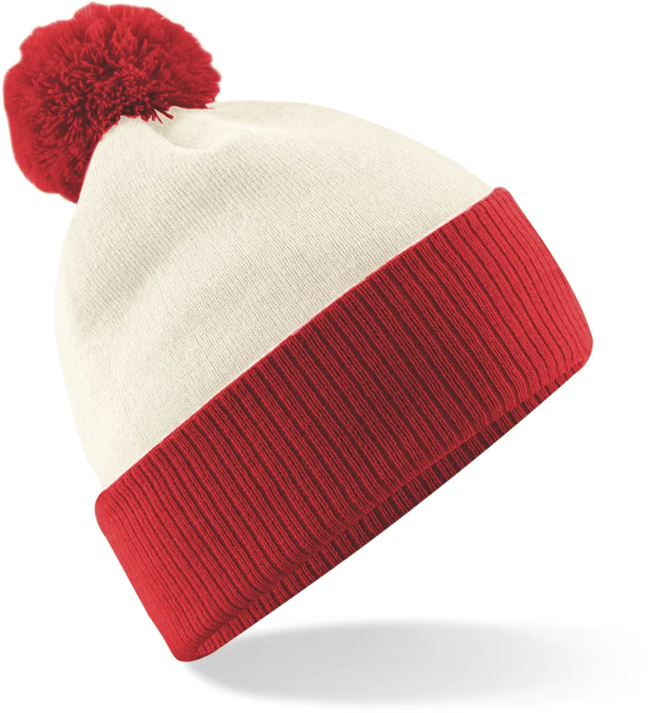2-farbige Strickmütze mit Pompon