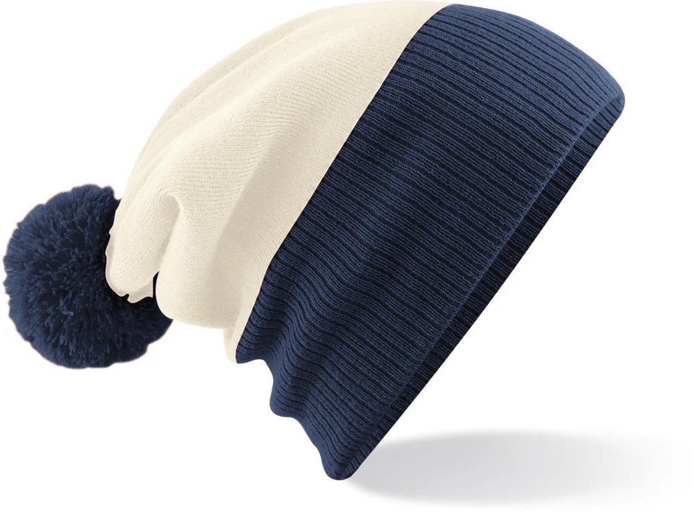 2-farbige Strickmütze mit Pompon