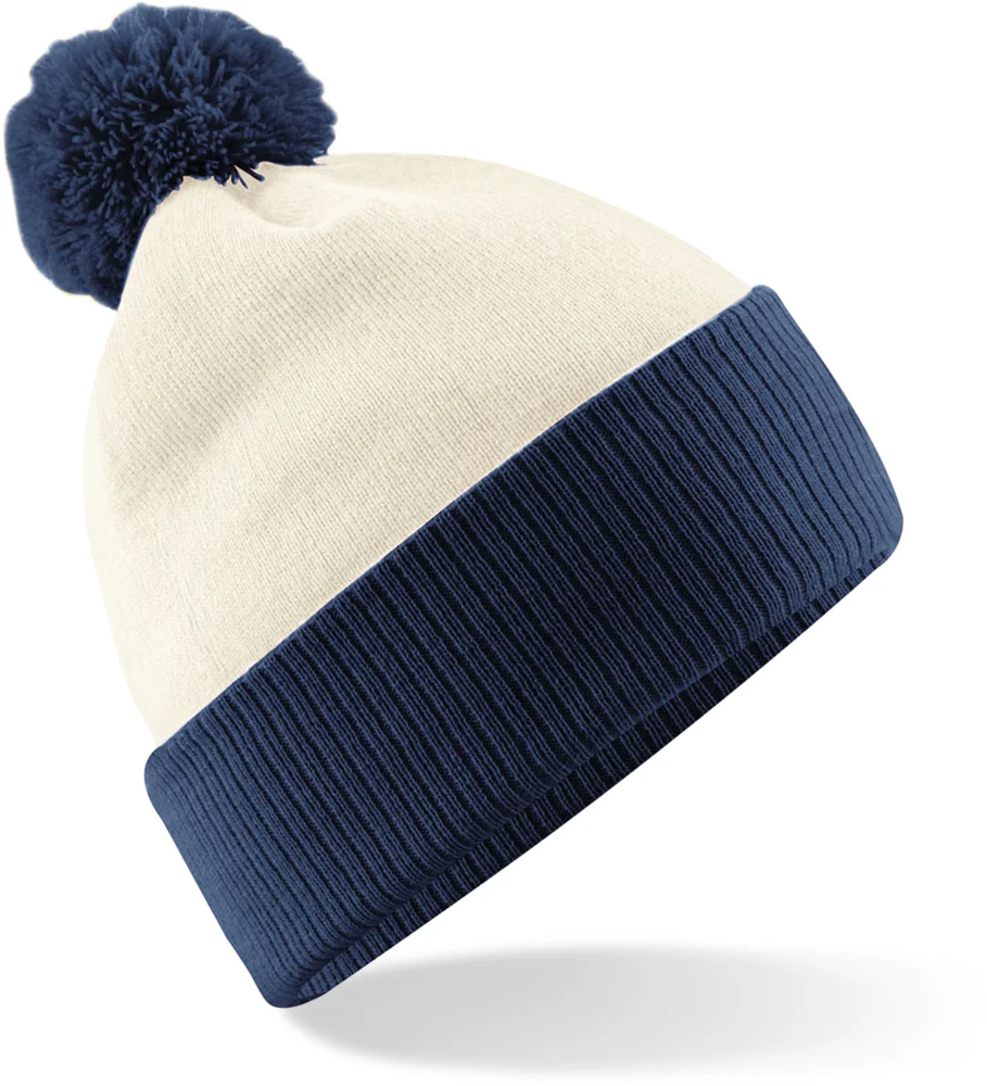 2-farbige Strickmütze mit Pompon