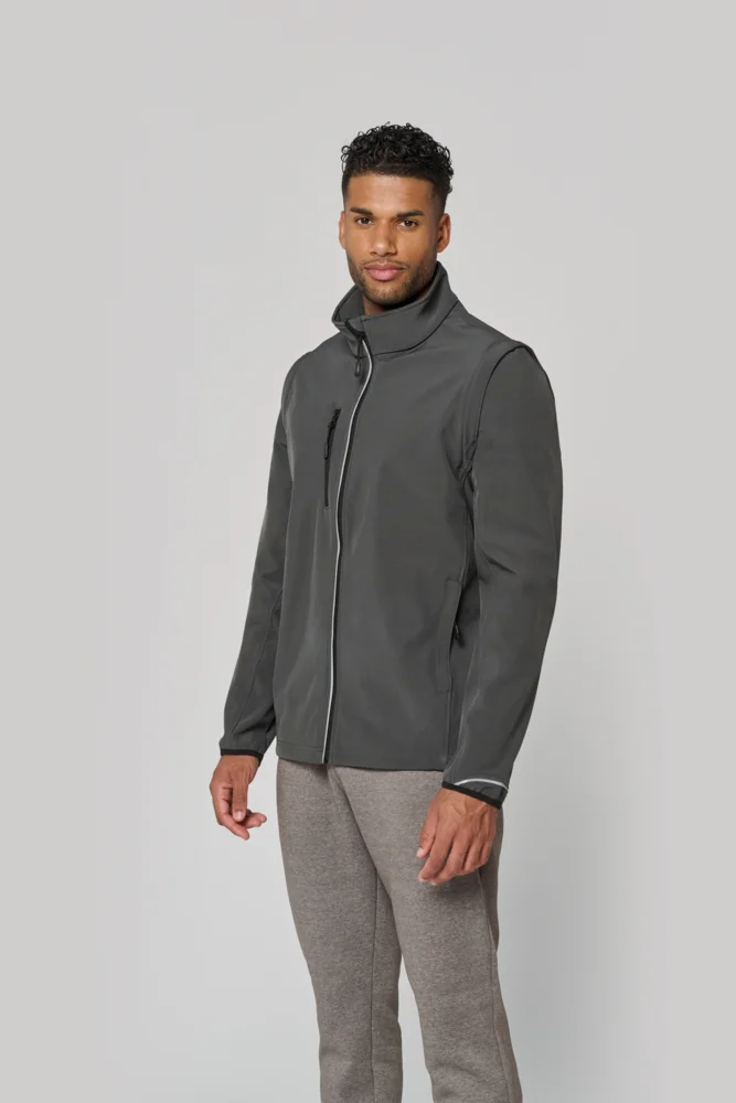 3-Lagen Softshell Jacke mit abnehmbaren Ärmeln