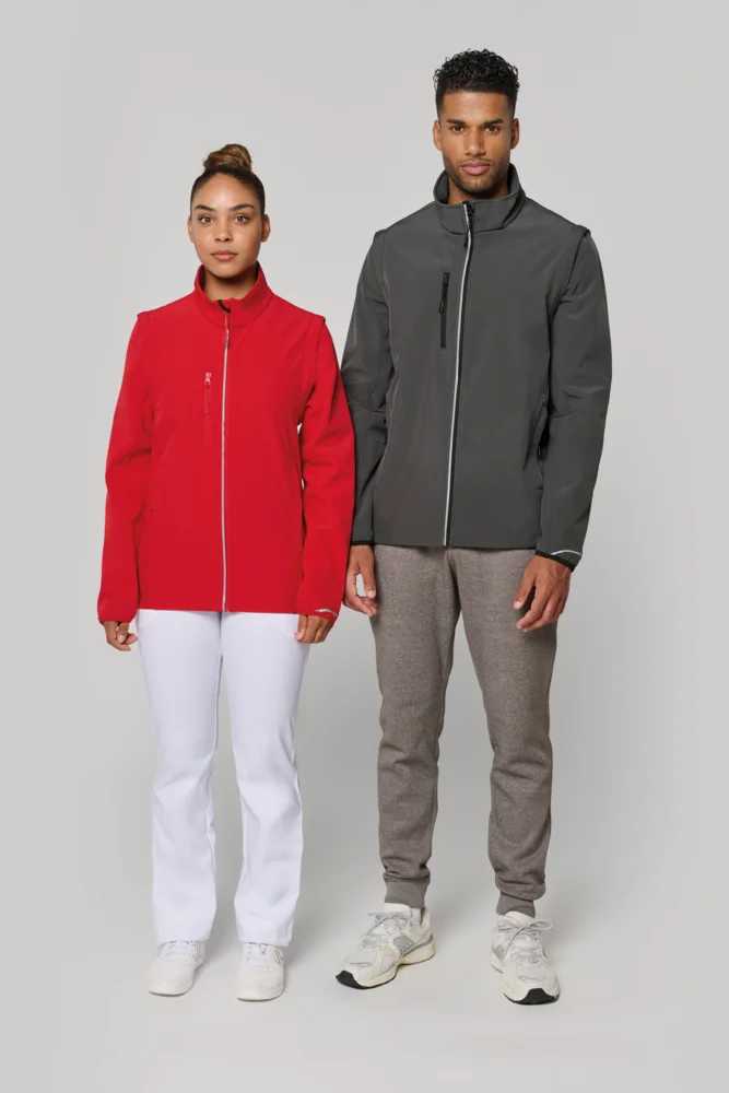 3-Lagen Softshell Jacke mit abnehmbaren Ärmeln