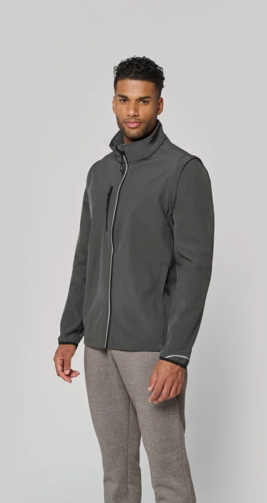 3-Lagen Softshell Jacke mit abnehmbaren Ärmeln