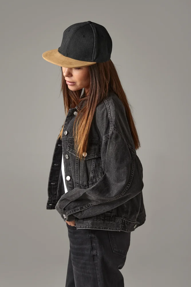 6 Panel Kappe "Suede Peak Snapback"