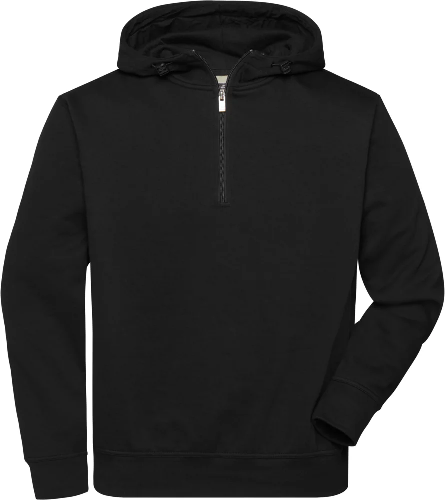 Bio Workwear Kapuzen Sweater mit "1/4" Zip