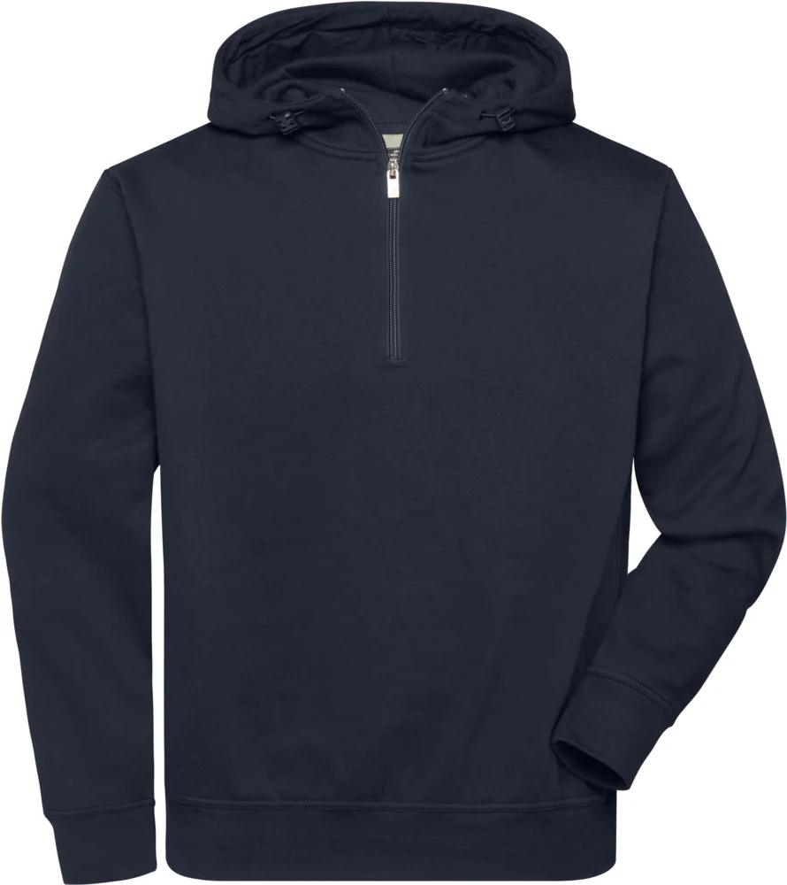 Bio Workwear Kapuzen Sweater mit "1/4" Zip