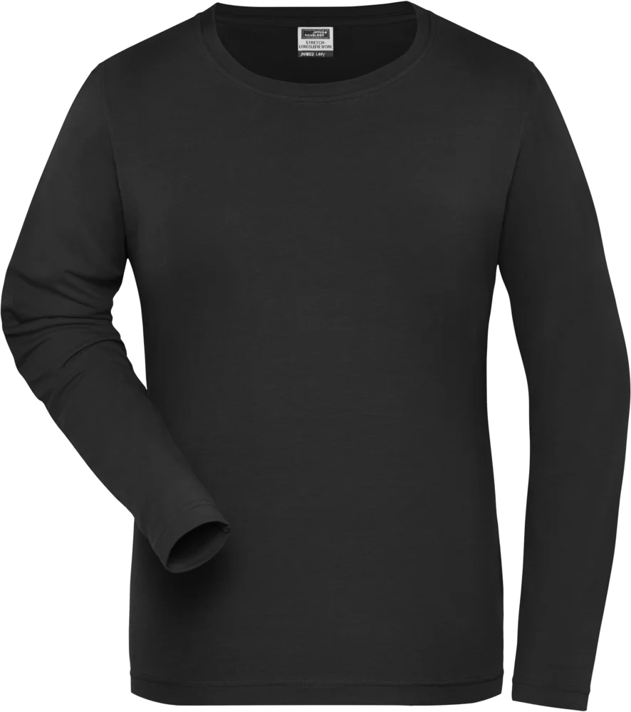 Damen Bio Workwear Stretch T-Shirt langarm - Solid