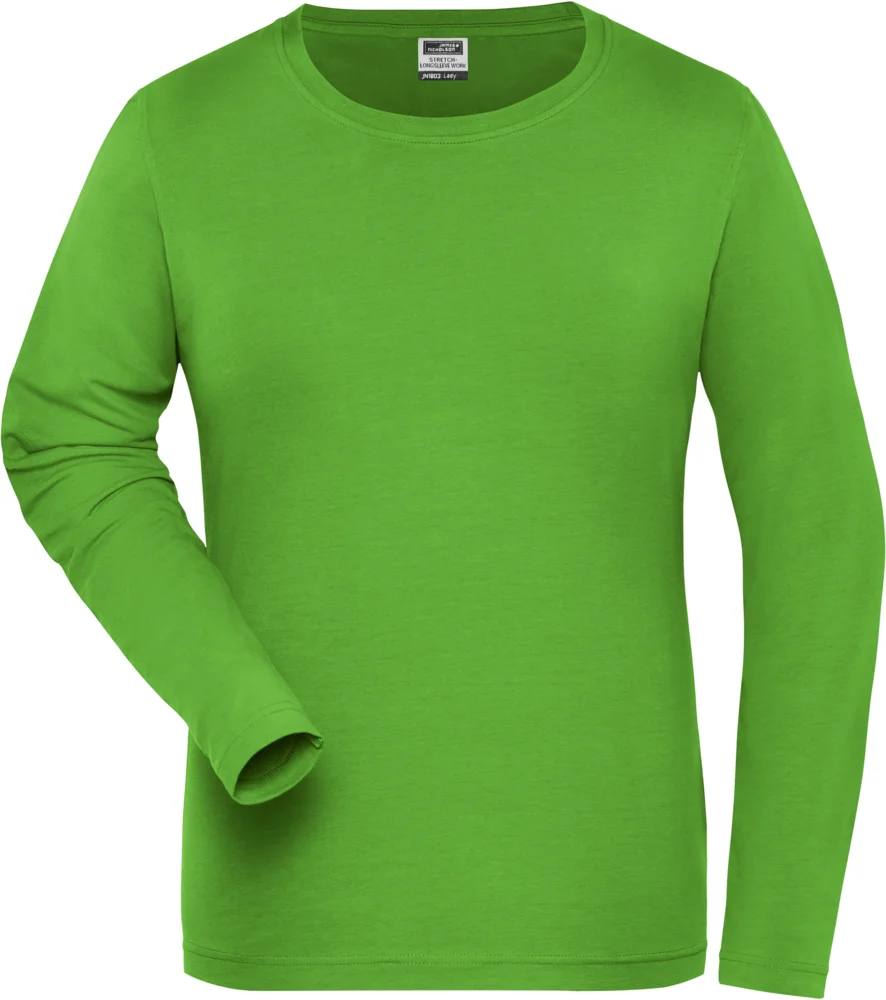 Damen Bio Workwear Stretch T-Shirt langarm - Solid