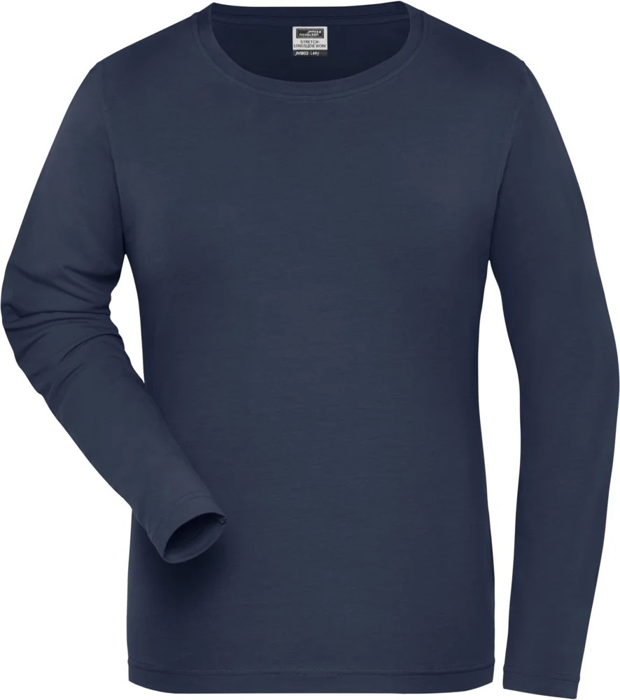 Damen Bio Workwear Stretch T-Shirt langarm - Solid