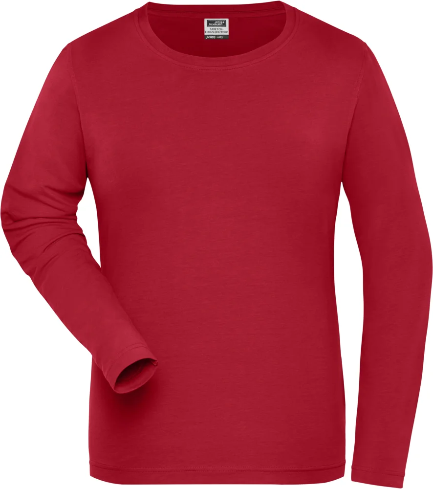 Damen Bio Workwear Stretch T-Shirt langarm - Solid