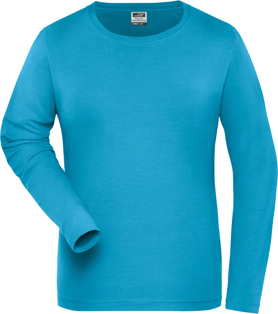 Damen Bio Workwear Stretch T-Shirt langarm - Solid
