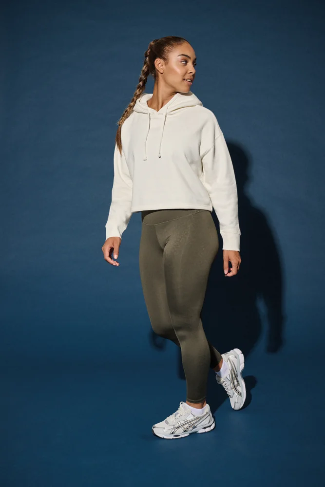 Damen Cropped Kapuzen Sweater