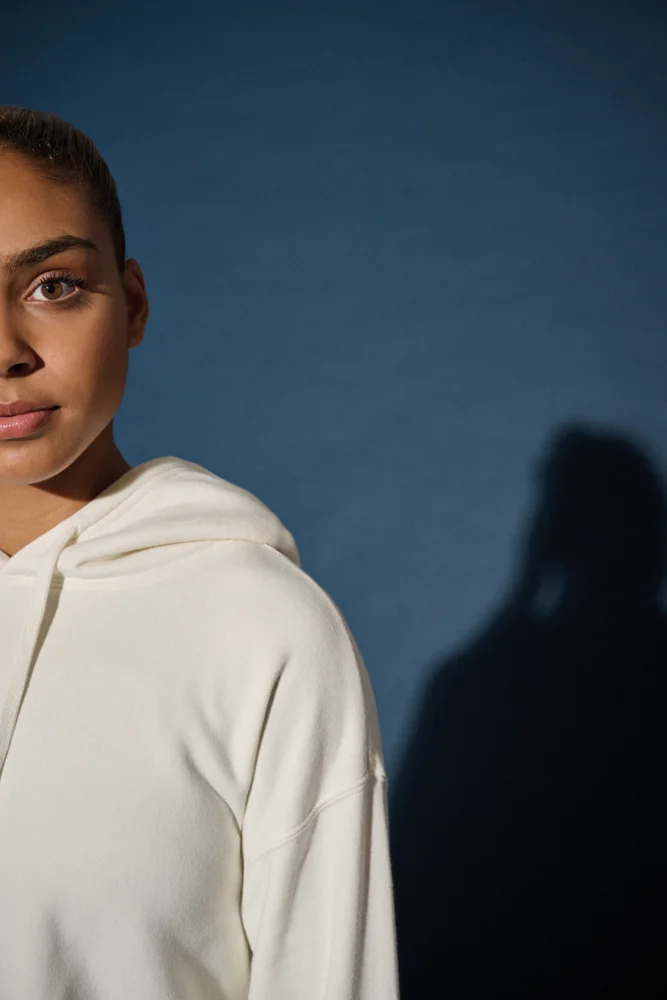 Damen Cropped Kapuzen Sweater