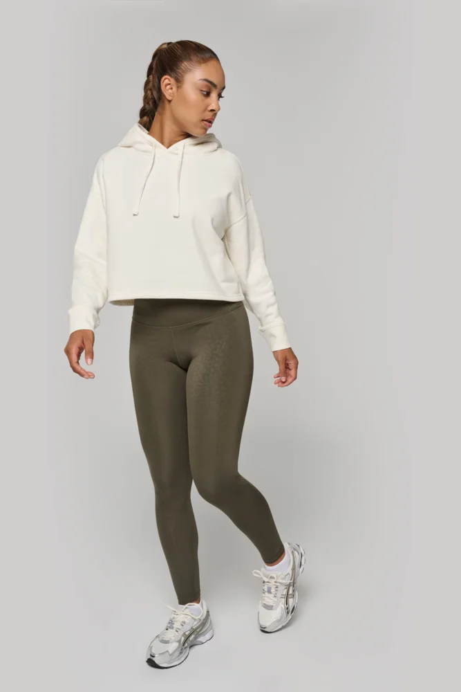 Damen Cropped Kapuzen Sweater