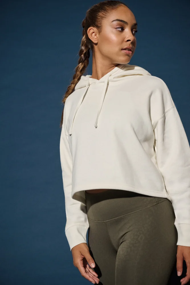 Damen Cropped Kapuzen Sweater