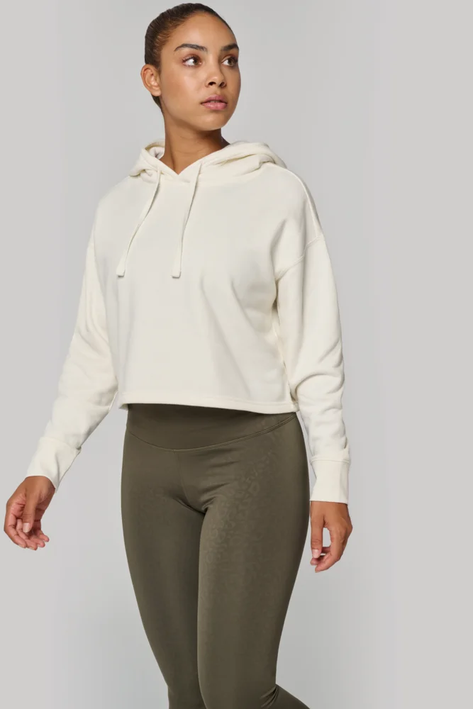 Damen Cropped Kapuzen Sweater