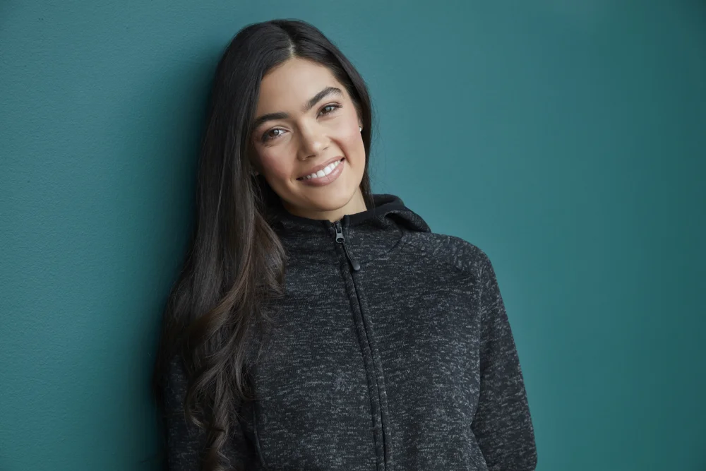 Damen Kapuzen Strickfleece Jacke