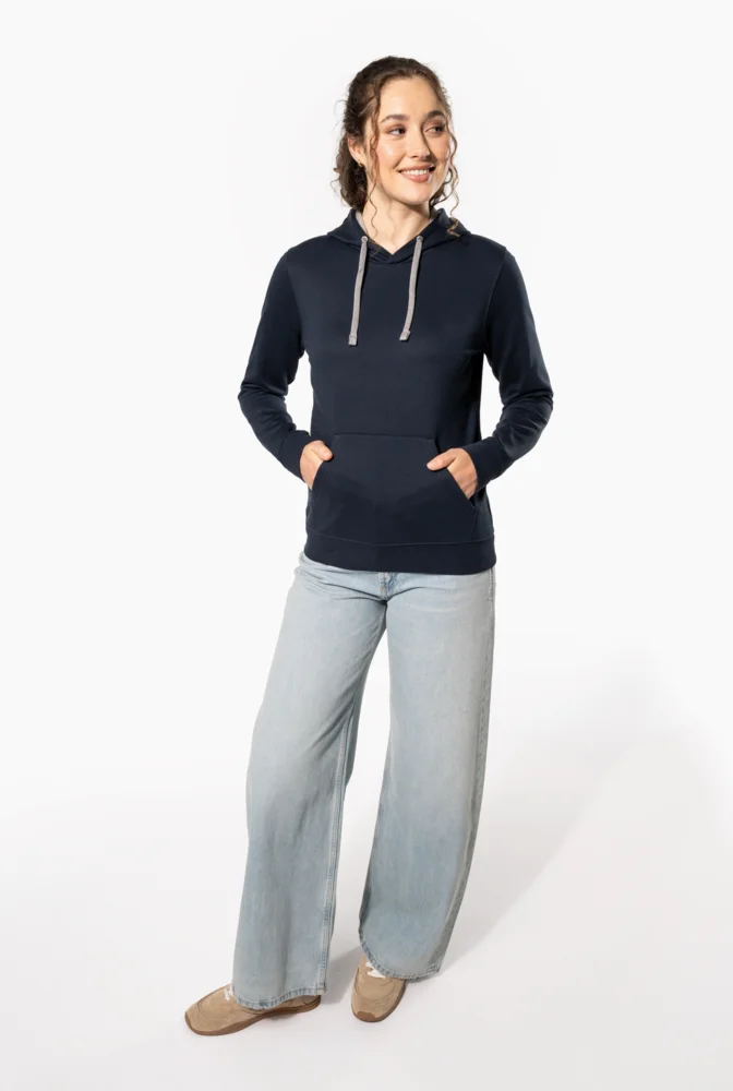Damen Kontrast Kapuzen Sweater