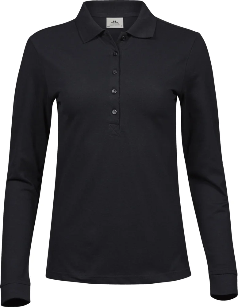 Damen Luxus Stretch Piqué Polo langarm