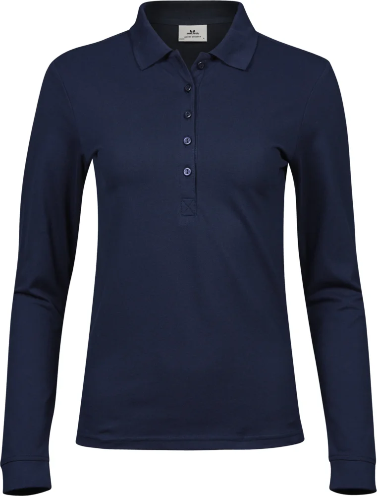 Damen Luxus Stretch Piqué Polo langarm
