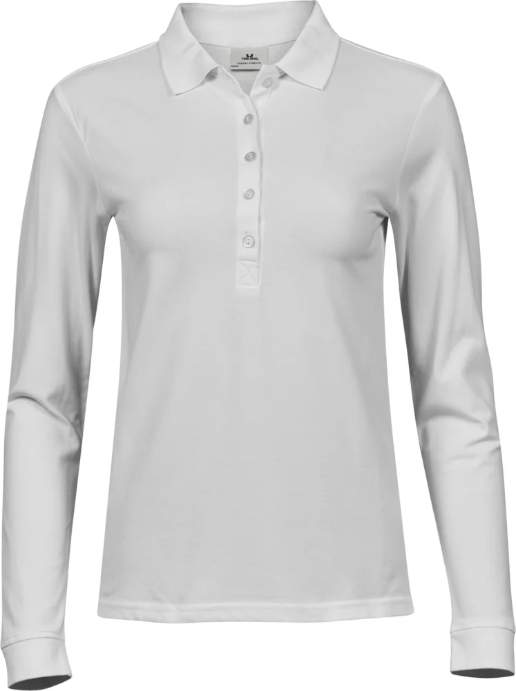 Damen Luxus Stretch Piqué Polo langarm
