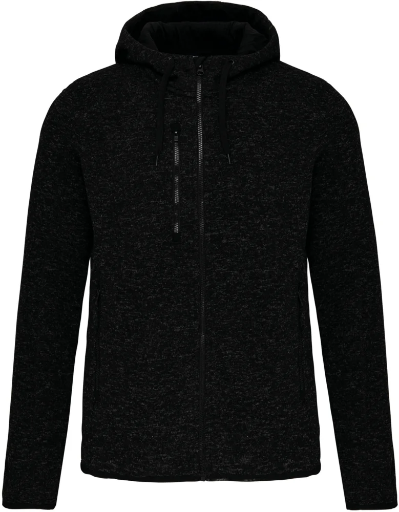 Ladies' Melange  Knitted Hooded Fleece Jacket
