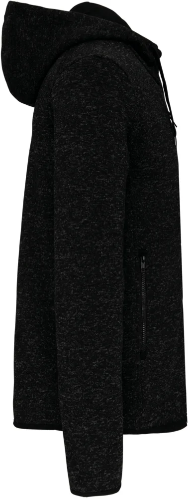 Ladies' Melange  Knitted Hooded Fleece Jacket