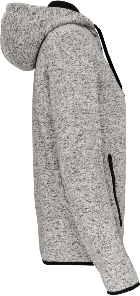 Ladies' Melange  Knitted Hooded Fleece Jacket