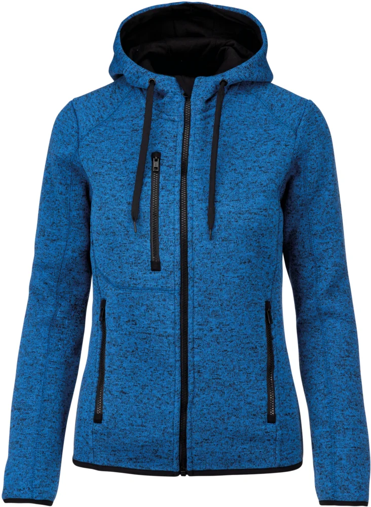 Ladies' Melange  Knitted Hooded Fleece Jacket