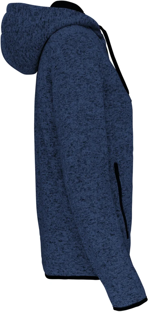 Ladies' Melange  Knitted Hooded Fleece Jacket