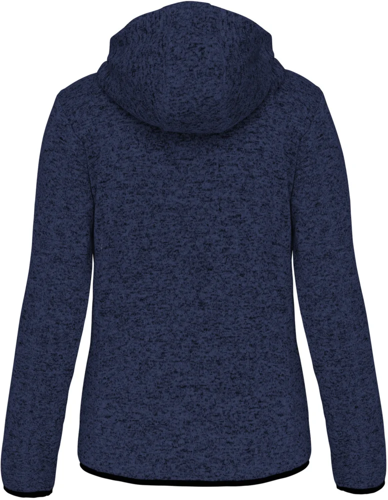 Ladies' Melange  Knitted Hooded Fleece Jacket