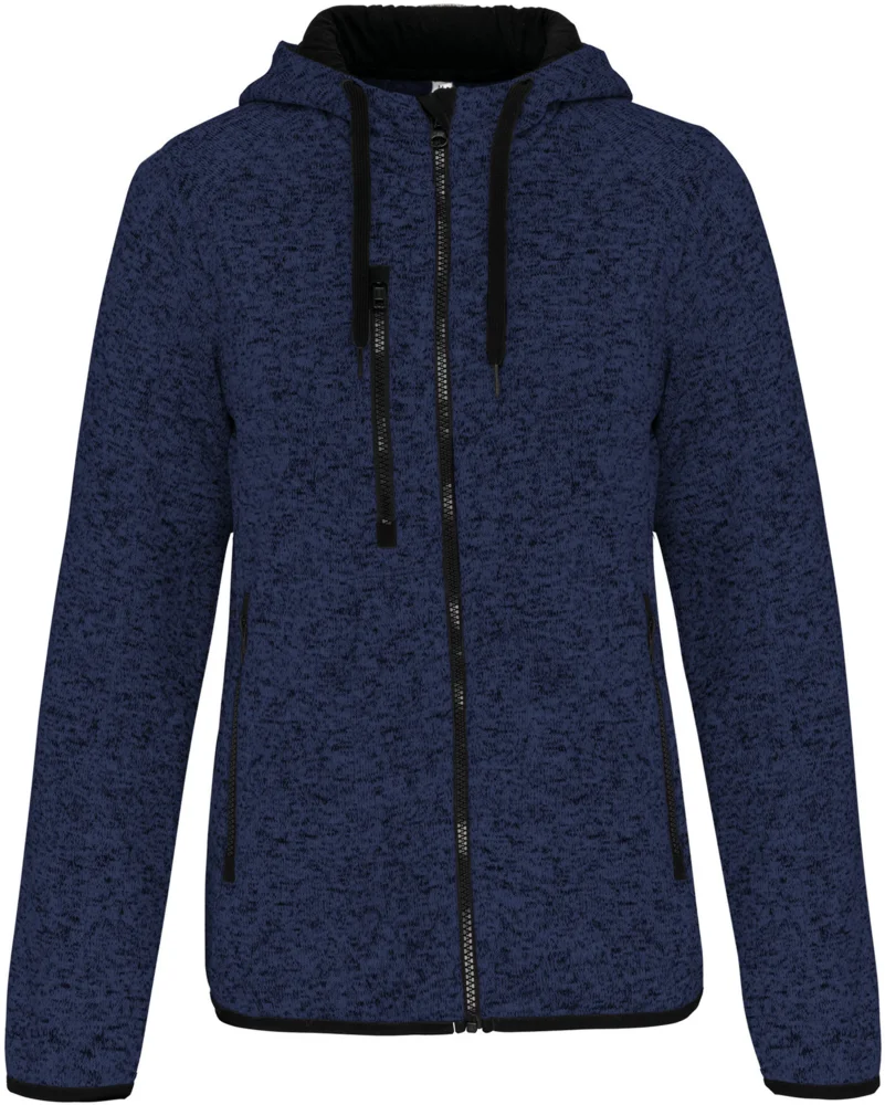 Ladies' Melange  Knitted Hooded Fleece Jacket