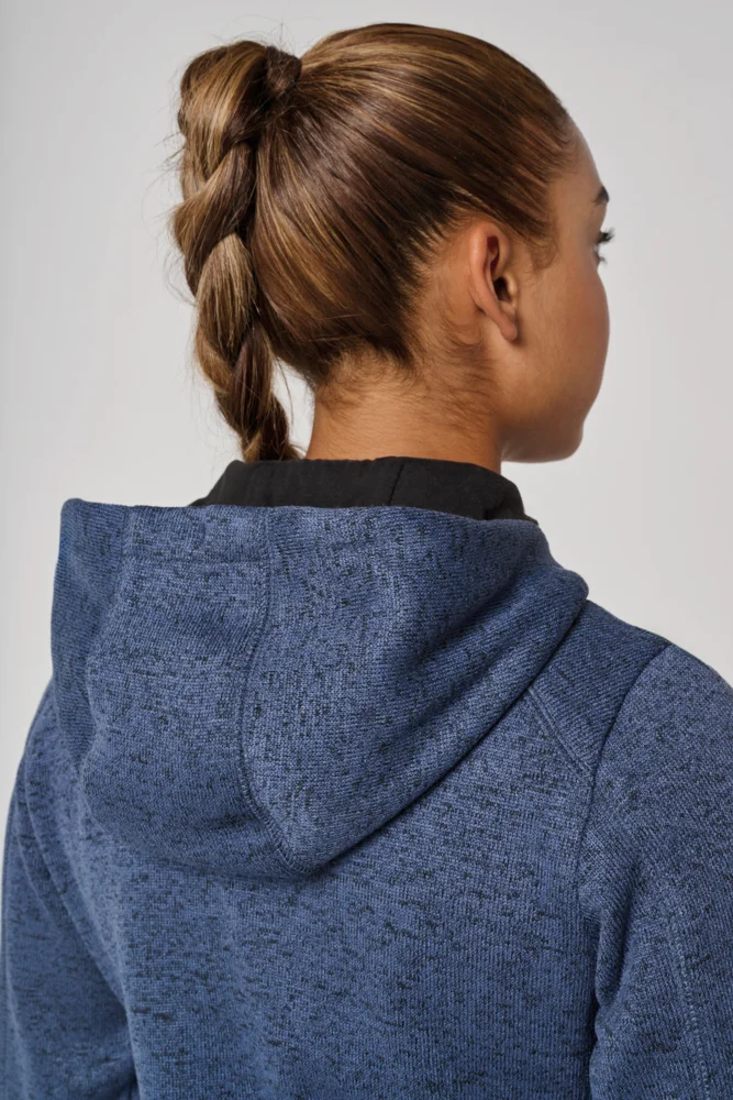 Ladies' Melange  Knitted Hooded Fleece Jacket
