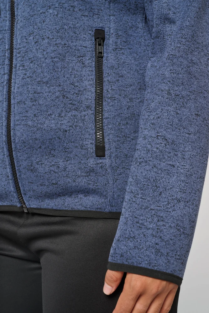 Ladies' Melange  Knitted Hooded Fleece Jacket