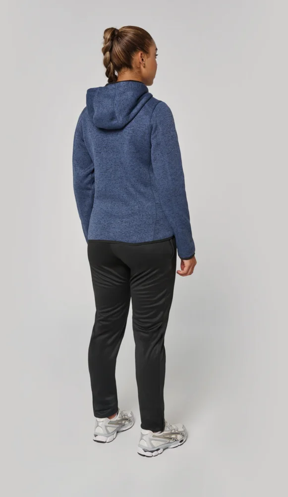Ladies' Melange  Knitted Hooded Fleece Jacket